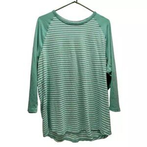 Express Jersey Tunic Women’s XL Mint Green White Stripe 3/4 Sleeve Pullover Tee